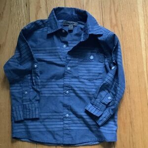 DKNY Blue Striped Button Down Shirt for Toddler Boy
